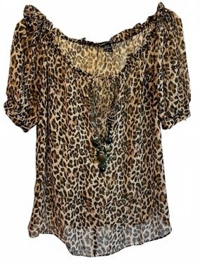 Moda Leopard Print Sheer Shirt – Size Small